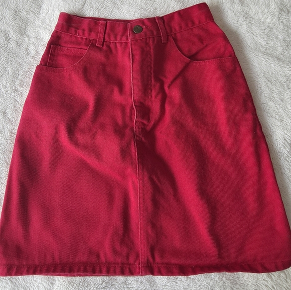 Vtg Guess Red Denim Skirt - Picture 1 of 4